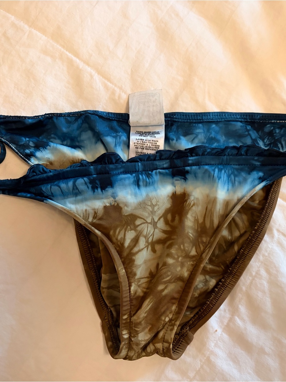 Lucky Brand Blue and Brown Tie-Dye Bikini Bottom
